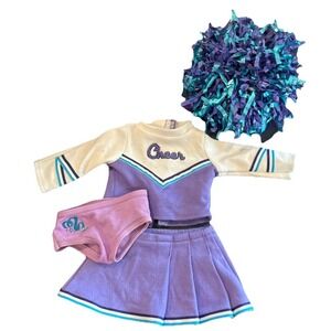 Retired 06 American Girl Doll Cheerleader Outfit Blue/Purple 1 Pom Pom Bloomer's